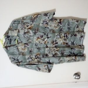 Pierre Cardin Hawaiian button up shirt men's size large short sleeve green
